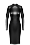 Sinnliches schwarzes Luxuria Crystal Sheer Midikleid mit Strass von Noir Handmade – Ansicht 2