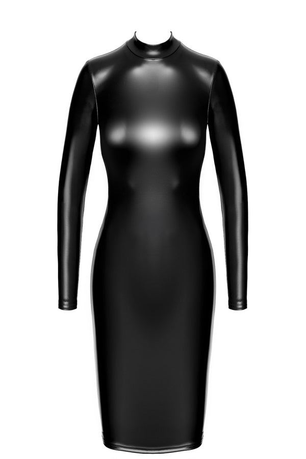 Sinnliches schwarzes Luxuria Crystal Sheer Midikleid mit Strass von Noir Handmade – Ansicht 2
