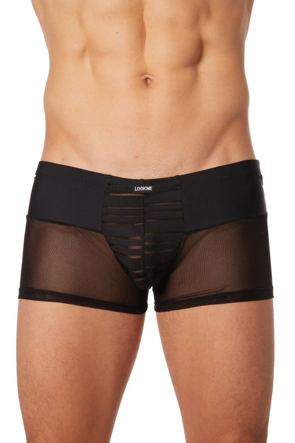 Schwarze verführerische Boxer Shorts aus feinem Tüll von LOOK ME