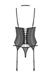 Schwarze verführerische Strapscorsage mit eleganter Schnürung von Obsessive – Ansicht 6