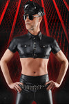 Militärisches Crop-Top mit Schulterklappen und Patches von Regnes Fetish Planet – Ansicht 8