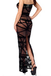 Verführerisches schwarzes Off-Shoulder Bondesque langes Wetlook Kleid von Noir Handmade – Ansicht 7