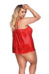 Rotes glänzendes Satin Dessous Set mit edler Spitze von Anais Apparel Size Plus – Ansicht 2