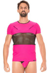Magentafarbenes verführerisches T-Shirt mit zwei Reißverschlüssen von LOOK ME