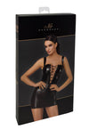 Sexy schwarzes Wetlook Minikleid mit Schnürung F363 von Noir Handmade – Ansicht 9