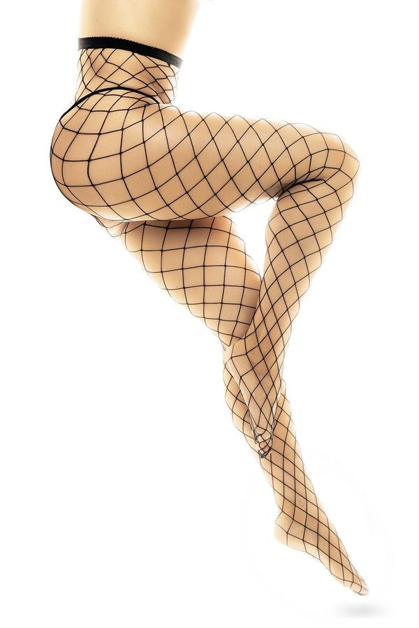 Schwarze verführerische Netzstrumpfhose mit hohem Bund von Mapale – Ansicht 3