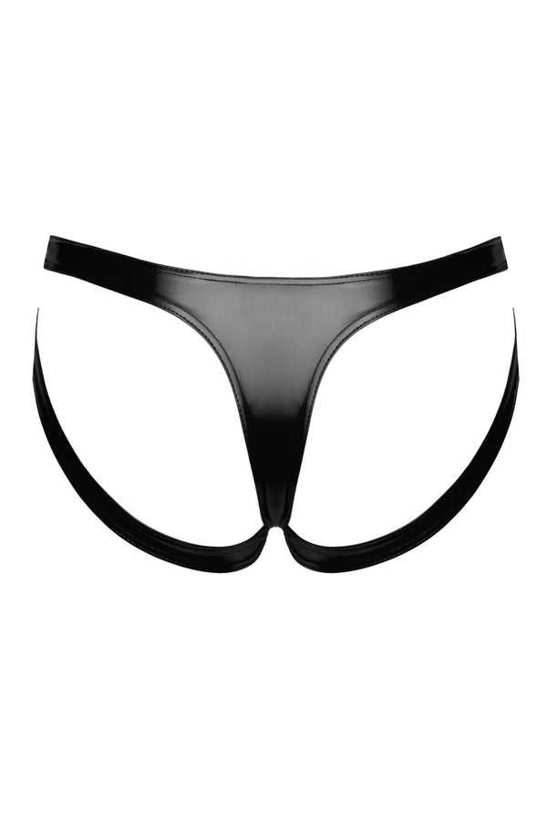 Verführerische schwarze Strappy Panties F393 mit Cutout-Bändern von Noir Handmade – Ansicht 4