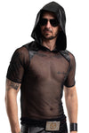Schwarzes verführerisches Kapuzenshirt aus feinem Netzmaterial von Regnes Fetish Planet – Ansicht 5