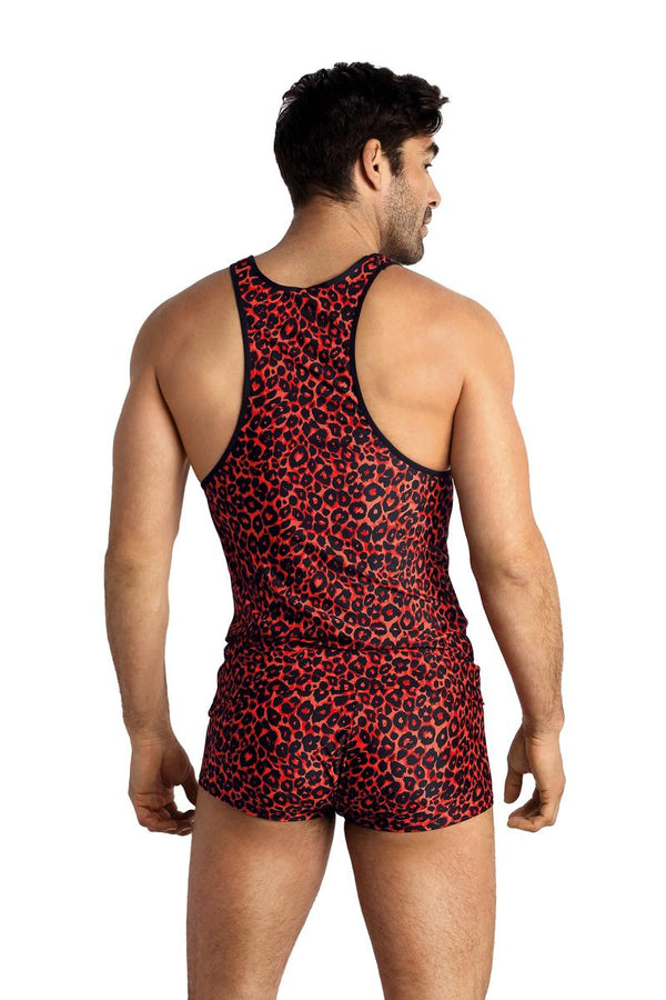 Rotes verführerisches Tank Top mit wildem Leo Print von Anais for Men – Ansicht 3