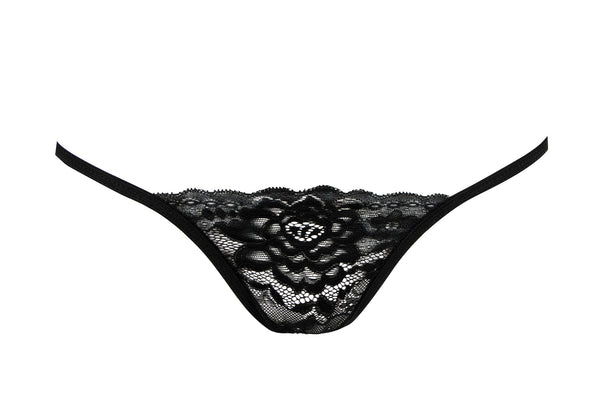 Schwarzes sündiges Spitzen Chemise mit hauchzartem Tüll und String von Anais apparel – Ansicht 5