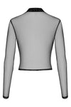 Sexy schwarzes Wetlook Top mit kreativem Cutout F389 von Noir Handmade – Ansicht 4