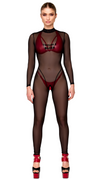 Sexy schwarzer Catsuit F387 mit Wetlook-Optik von Noir Handmade – Ansicht 7