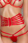 Rotes verführerisches Set aus elastischen Gummibändern von Me Seduce – Ansicht 4