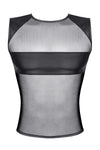 Schwarzes transparentes Shirt mit markanten Wetlook Akzenten von Regnes Fetish Planet – Ansicht 5