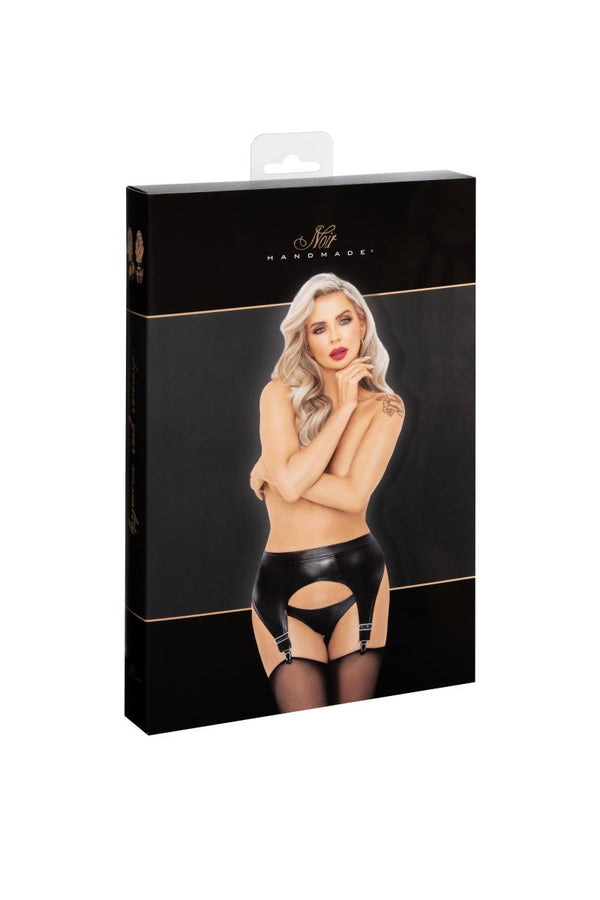 Sexy schwarzer Snake Wetlook Strapsgürtel F277 von Noir Handmade – Ansicht 8