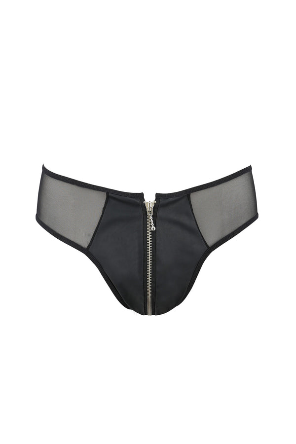 Schwarzer provokanter Slip aus mattem Kunstleder von Passion Menswear – Ansicht 5