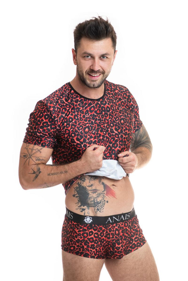Rotes verlockendes Herren Shirt mit wildem Leo Print von Anais for Men – Ansicht 3