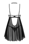 Schwarzes verführerisches Babydoll Set mit aufwendiger Stickerei von Obsessive – Ansicht 6