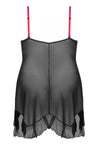 Schwarz pinkes verführerisches Minikleid mit Spitze und transparentem Tüll von Anais Apparel Size Plus – Ansicht 4