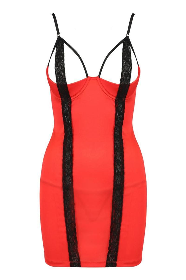 Rotes verführerisches Negligee mit feinen Spitzenakzenten von Passion