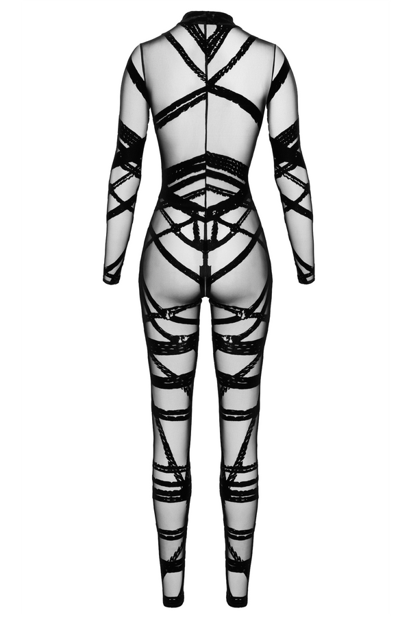 Sexy schwarzer Bondesque Catsuit aus Wetlook von Noir Handmade – Ansicht 4