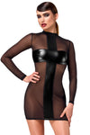 Sexy schwarzes Crossfire Netz-und-Wetlook Minikleid von Noir Handmade – Ansicht 6