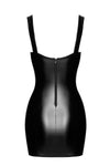 Sexy schwarzes Wetlook Minikleid mit Schnürung F363 von Noir Handmade – Ansicht 4