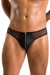 Schwarzer provokanter Slip aus mattem Kunstleder von Passion Menswear – Ansicht 6