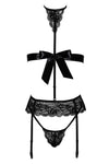 Schwarzes verführerisches Set aus Spitze und Gummibändern von Kissable – Ansicht 5