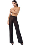 Sinnliche schwarze Onyx Sheer Palazzo-Hose von Noir Handmade