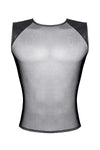 Schwarzes transparentes Tanktop mit edlen Wetlook Einsätzen von Regnes Fetish Planet – Ansicht 2