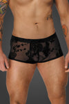Herren Shorts mit floralem Flockdruck und offenem Hosensteg von Noir Handmade Men – Ansicht 6