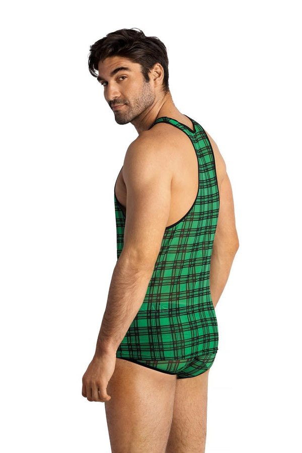 Grünes aufregend transparentes Herren Tank Top mit geometrischem Karo Muster von Anais for Men – Ansicht 3
