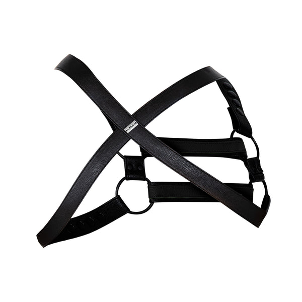 Herren-Brust-Harness mit Metallringen und Druckknöpfen Schwarz von CUT4MEN – Ansicht 10