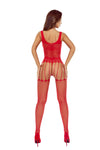 Roter atemberaubender Catsuit ouvert aus hochelastischem Netzmaterial von Passion – Ansicht 2