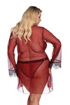 Roter verführerischer Tüllmorgenmantel mit eleganter Spitze von Anais Apparel Size Plus – Ansicht 2