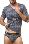 Graues verführerisches Herren T-Shirt mit elegantem Karomuster von Anais for Men
