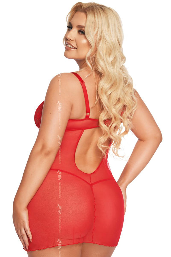 Rotes sündiges Lingerie Chemise mit zarter Spitze von Softline – Ansicht 2
