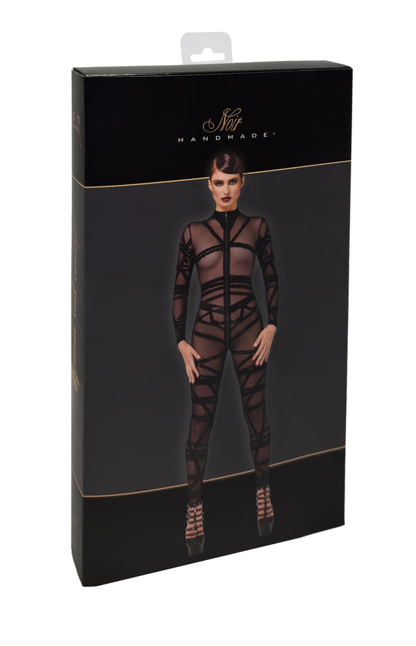 Sexy schwarzer Bondesque Catsuit aus Wetlook von Noir Handmade – Ansicht 11