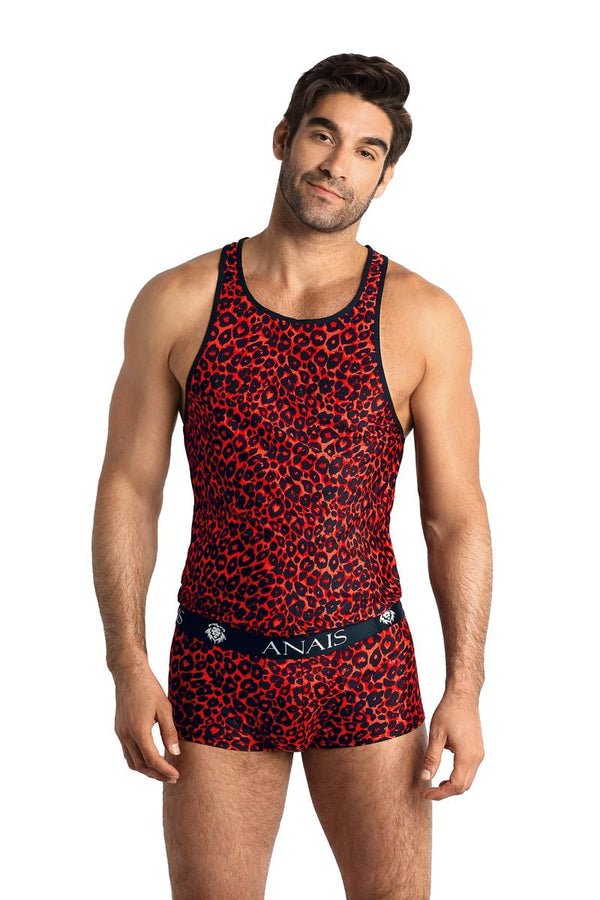 Rotes verführerisches Tank Top mit wildem Leo Print von Anais for Men – Ansicht 6