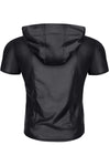 Schwarzes verführerisches Wetlook Shirt mit Kapuze von Regnes Fetish Planet – Ansicht 4