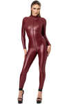 Burgunderroter hautenger Ganzkörper Overall aus glänzendem Powerwetlook von Noir Handmade – Ansicht 6