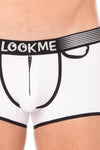Weißes provokantes figurbetontes Boxershort mit markantem Reißverschluss von LOOK ME – Ansicht 4