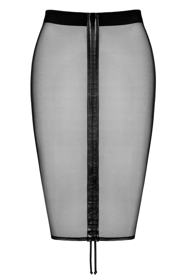 Eleganter schwarzer halblanger Wetlook Rock F390 von Noir Handmade – Ansicht 4