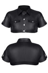 Militärisches Crop-Top mit Schulterklappen und Patches von Regnes Fetish Planet – Ansicht 7