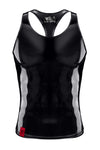 Schwarzes verführerisches Tanktop aus glänzendem Lack Material von Regnes Fetish Planet – Ansicht 2