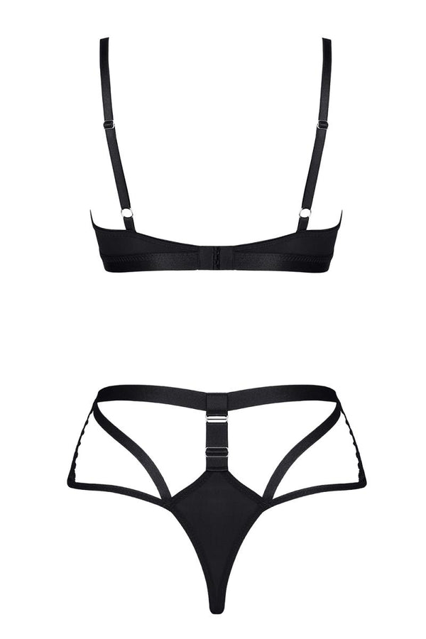 Schwarzes verführerisches Spitzen Set mit aufregenden Cut Outs von Demoniq – Ansicht 4