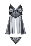Schwarzes verlockendes Lingerie Babydoll mit aufregender Zierschnürung von Demoniq – Ansicht 2