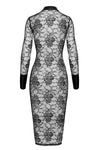Sinnliches schwarzes Noirelle Spitzen-Midikleid Cutout von Noir Handmade – Ansicht 4