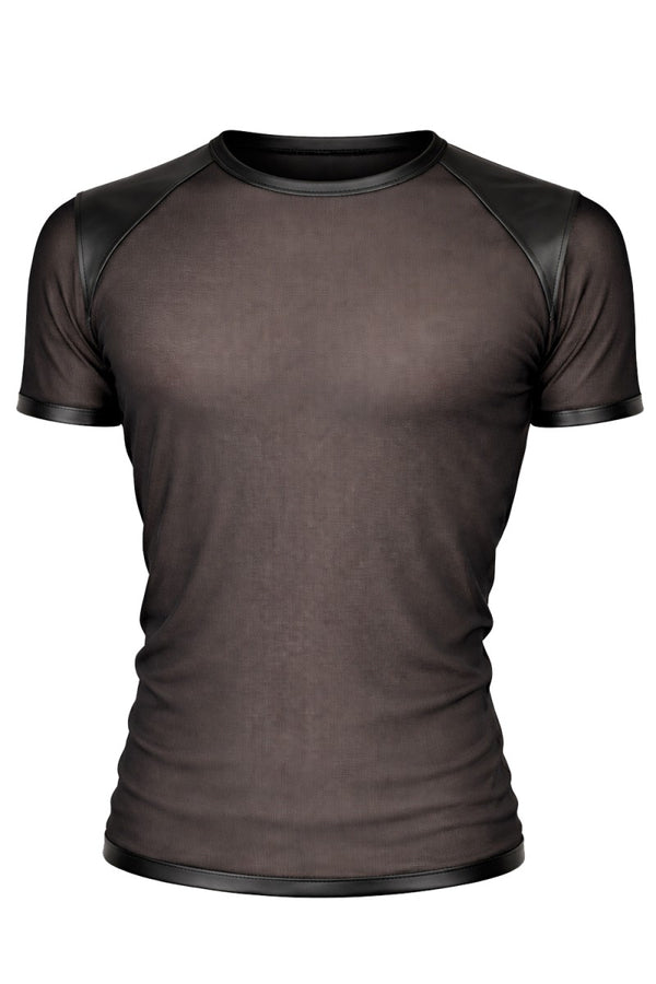 Schwarzes transparentes Herren-Shirt in aufregender Wetlook-Optik von Regnes Fetish Planet – Ansicht 2